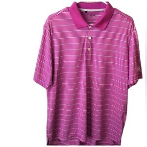 𝅺ADIDAS Polo Golf LG Climalite Size Medium Pink White Striped